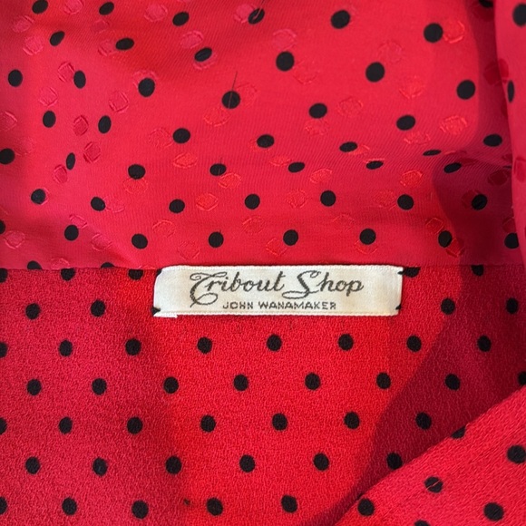 Vintage Valentino Suit. Tomato Red and Black Polka Dot Silk Lined -European 6 - Picture 9 of 15